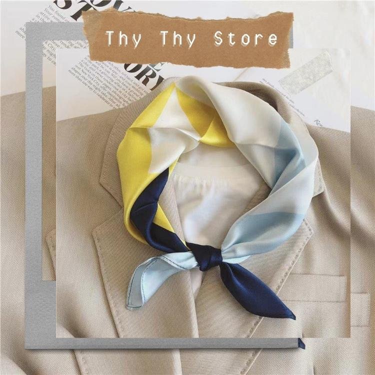 [MỚI NHẤT 2022] [LOẠI 1] Khăn bandana lụa ThyThy Store HOẠ TIẾT TAM GIÁC 3MÀU LỤA cấp 70x70cm -V2TG-dùng làm băng đô, áo