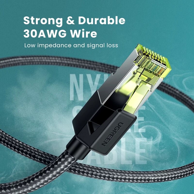 Dây Mạng Lan CAT7 10Gbps Đầu Đúc Hợp Kim, Vỏ Bên Nylon Cao Cấp UGreen NW150 - Bảo Hành 18T Chính Hãng
