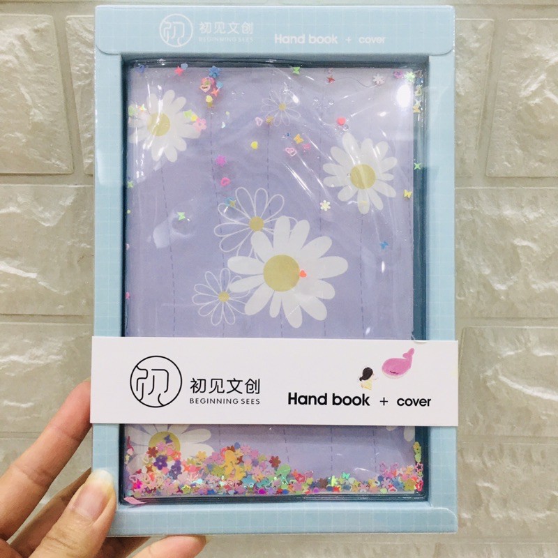 Sổ A5 Hình Hoa Có Nước Chảy Kim Tuyến Kích Thước :18 x12,5cm