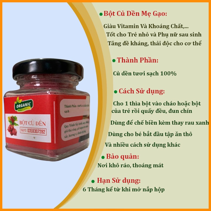 Bột Rau Củ Sấy Lạnh Megafoods Bột Củ Dền Cho Bé Ăn Dặm Hũ 90 Gram Nguyên Chất 100% BCD01