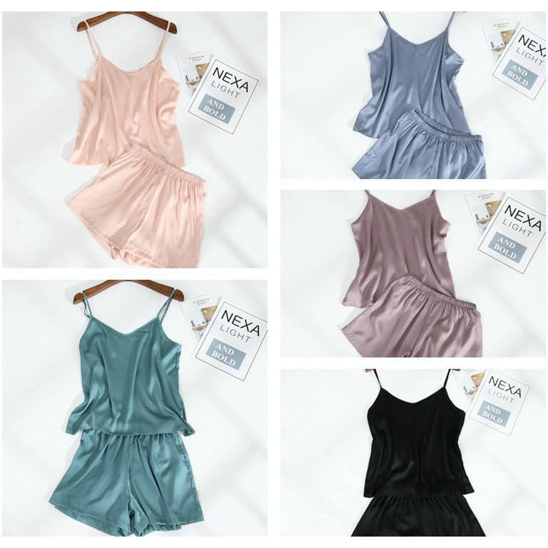 Bộ Ngủ Lụa Cao Cấp Vải Satin Tông Màu Pastel | BigBuy360 - bigbuy360.vn