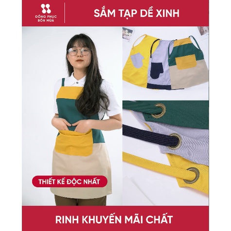Tạp dề pha chế cao cấp dành cho bartender tạp dề phục vụ làm đồng phục cho nam nữ phối màu cực đẹp sẵn hàng kèm video