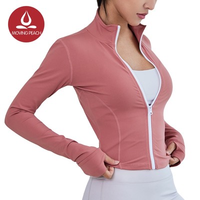 MOVING PEACH Áo Khoác Tay Dài Phong Cách Thể Thao Dùng Tập Yoga FSK
