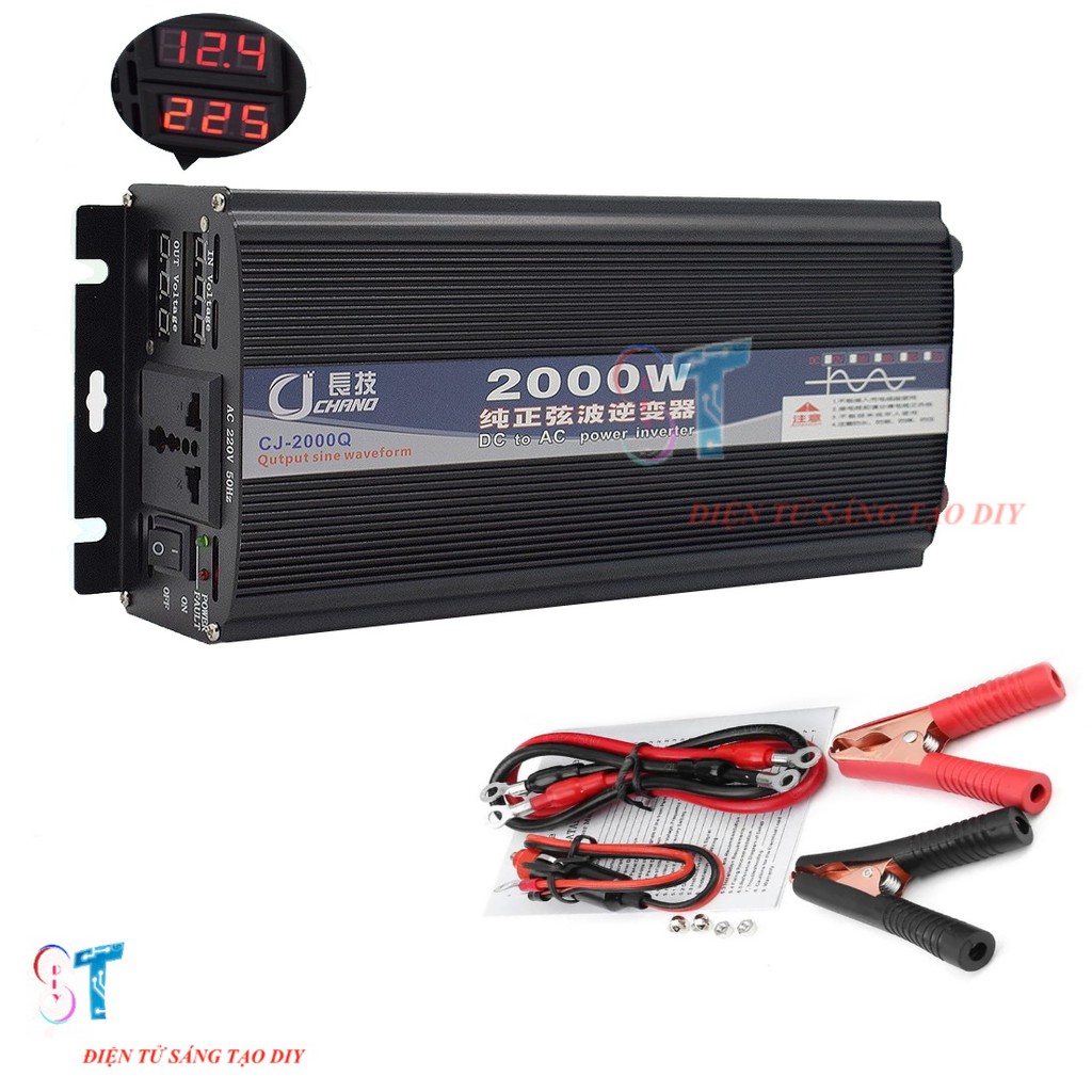 Bộ Inverter Kích Điện 12VDC Lên 220VAC Sin Chuẩn Chano Có LED Hiển Thị 2000W