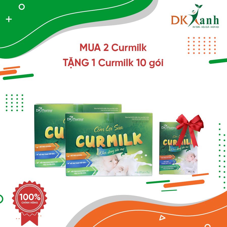 [HÀNG CHUẨN - DATE MỚI NHẤT] Combo 2 hộp Cốm lợi sữa Curmilk 20 gói TẶNG thêm 1 hộp 10 gói - DK PHARMA