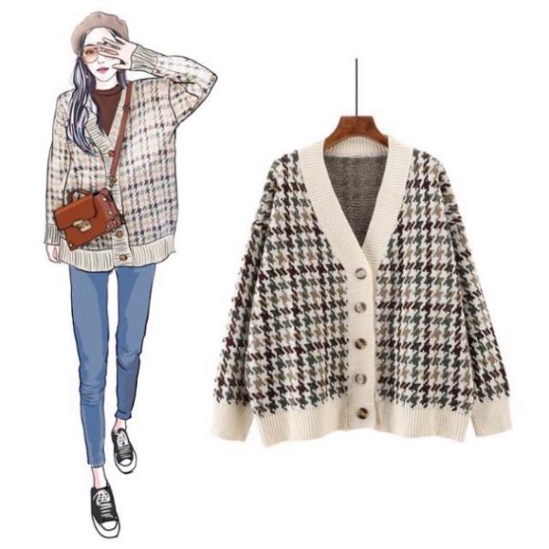 Áo cardigan kẻ mỏng, Cardigan Nữ sọc ngang zikzak đen trắng Tay Dài Nữ | BigBuy360 - bigbuy360.vn