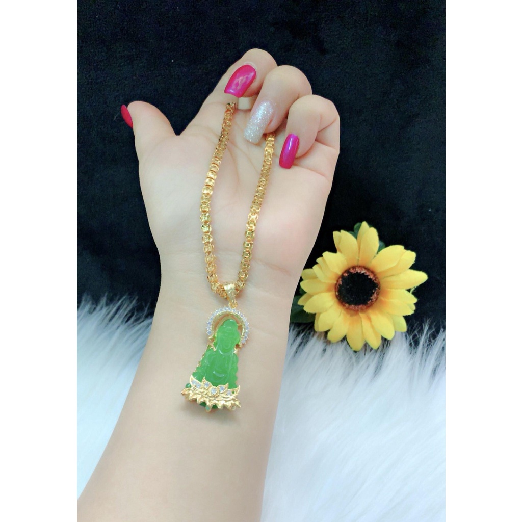 Dây chuyền nữ mặt mẹ quan âm mạ vàng EKP40C2