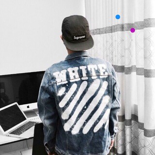 Áo khoác jean nam nữ chữ White chất, ngầu