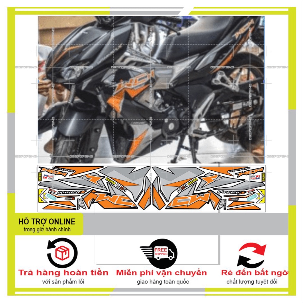 TEM XE WINNER X MẪU ZIN CAM ĐEN -- SHIN DECAL 2