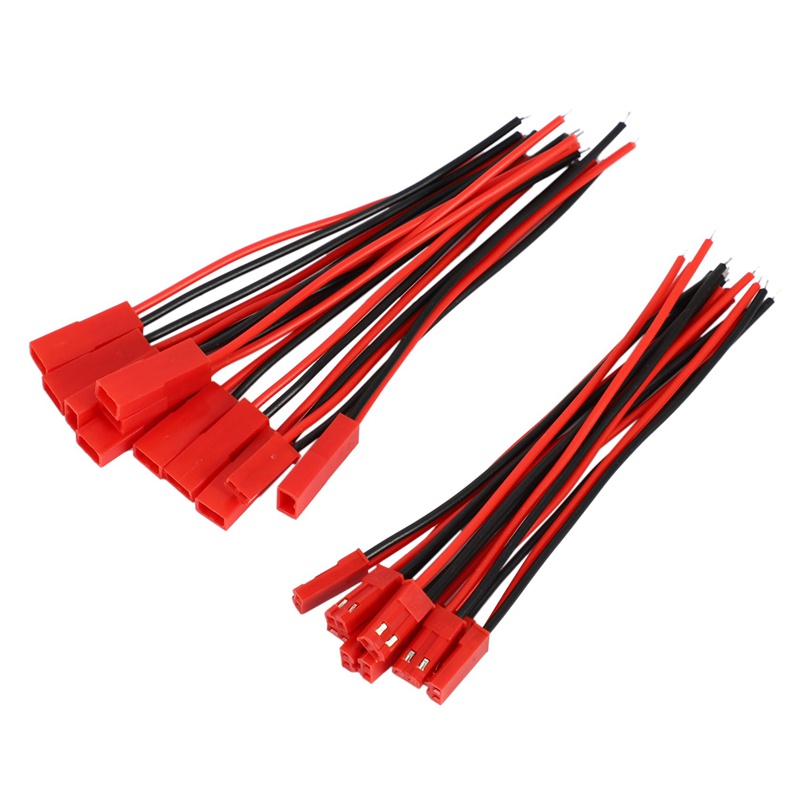 Set 10 Cặp Dây Cáp Nối 2 Chấu M Sang F 110mm Màu Đen Đỏ