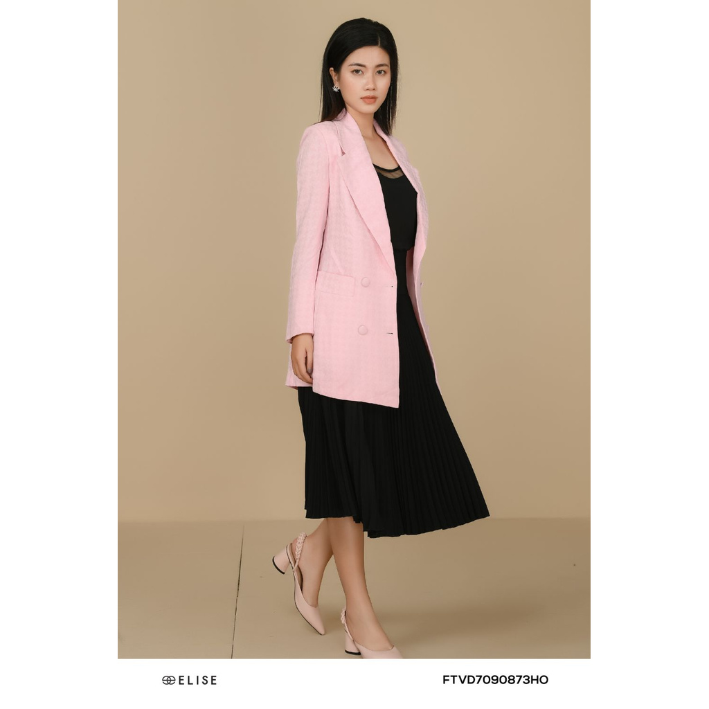[Mã FAMALLT5 giảm 15% đơn 150k] Áo khoác blazer hồng cơi túi Elise