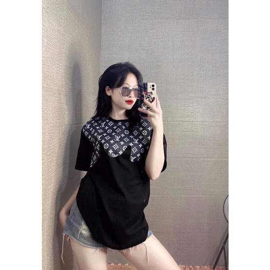 [Mã SKAMFSW175 giảm 10K đơn 50K] Áo thun tay lỡ Unisex form rộng vải cotton co dãn - áo phông nam nữ pha LV phong cách | BigBuy360 - bigbuy360.vn