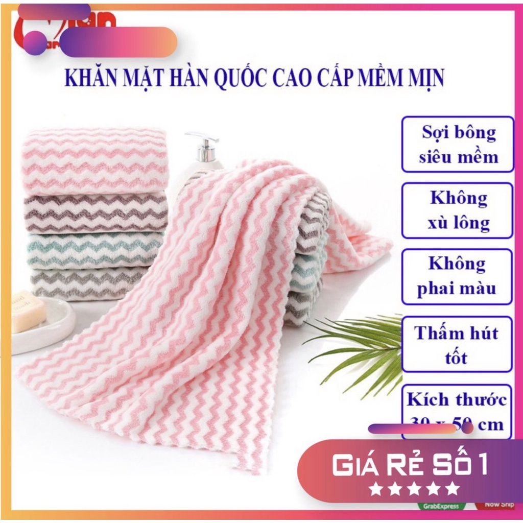 Khăn Mặt Hàn Quốc Siêu Mềm Mại Siêu Thấm Hút 50x30cm- Khăn Mặt Lông Cừu cotton