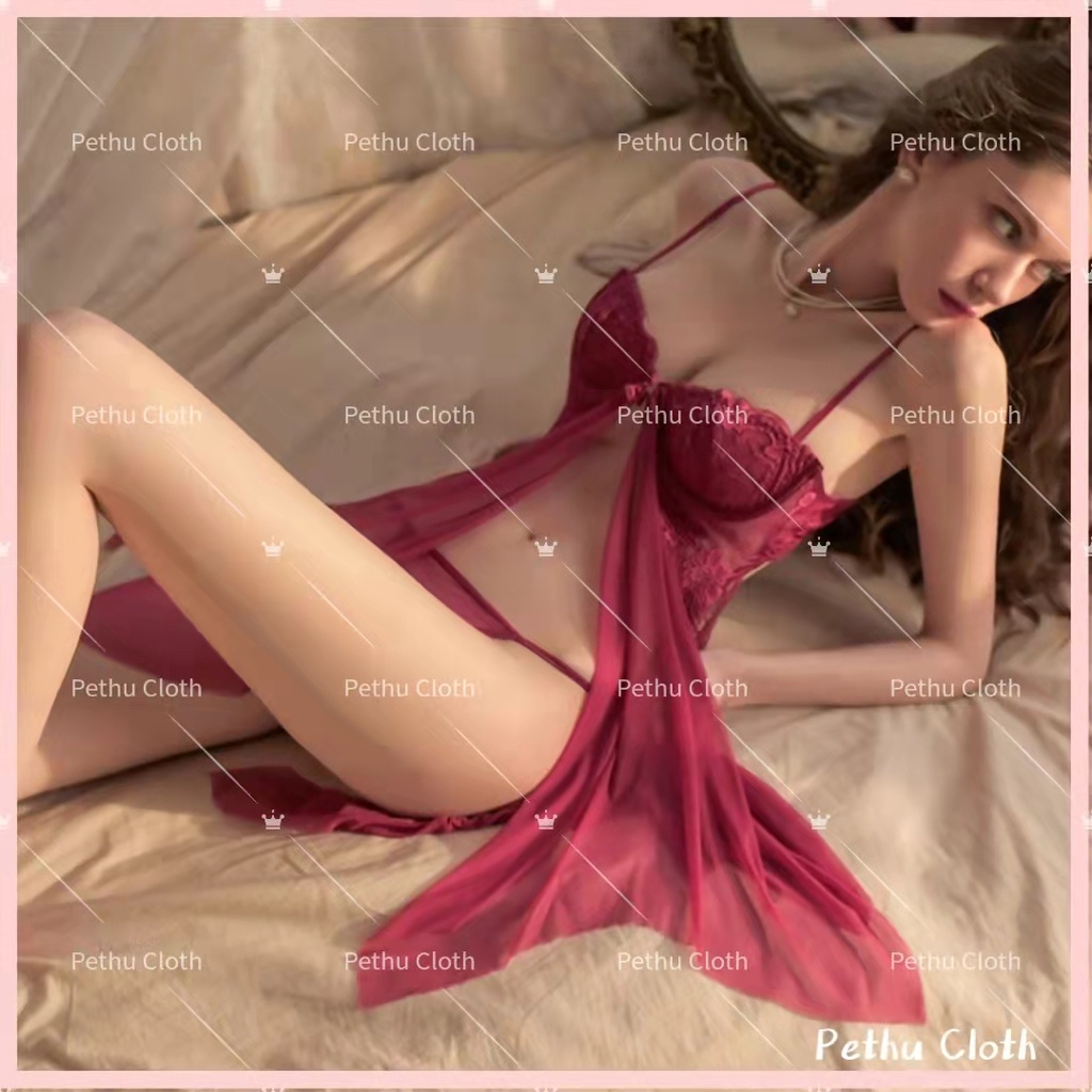 （Q1,HCM）có quần lótĐồ ngủ sexy nữváy hai dây ren họa tiết ngực mảnh xuyên thấu gợi cảm---010