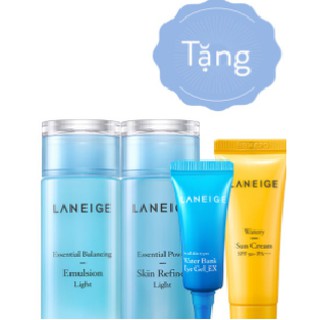 Bộ cân bằng và chăm sóc da LANEIGE 4 toner, sữa dưỡng, kem chống nắng và kem gel mắt