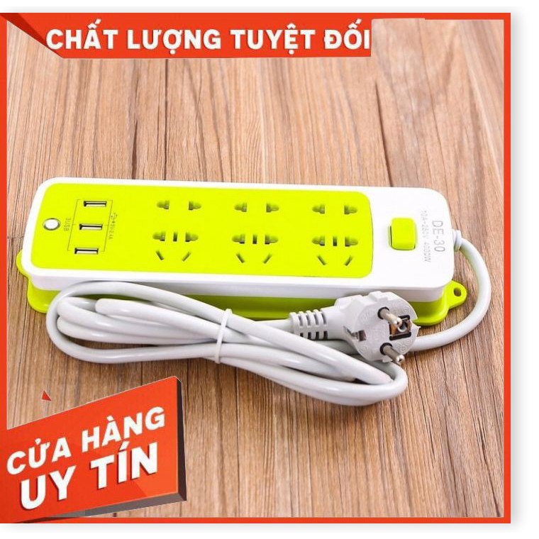 Ổ Cắm Điện Đa Năng 6 Phích & 3 Cổng Sạc USB Tích Hợp Nhiều Tính Năng 5*