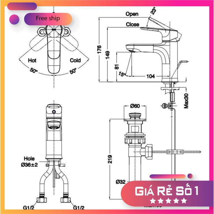 Vòi Chậu Rửa Mặt,Vòi Lavabo Inax LFV-1402S Nóng Lạnh, bảo hành chính hãng 02 năm