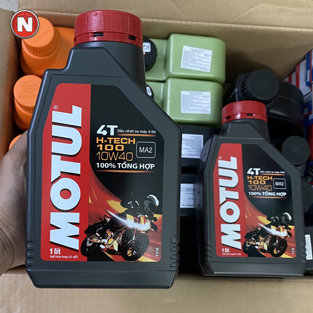 Nhớt MOTUL H-TECH 100 10W40 100% tổng hợp dành cho xe số và xe tay côn - 1 Lít