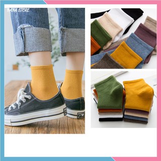 [Vớ Nữ Cổ Ngắn] Tất Nữ Cotton Basic Trơn Full Màu