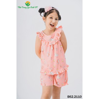 Bộ lanh mặc nhà bé gái quần đùi, áo sát nách B62.2110 - Thời Trang Gia Đình VT