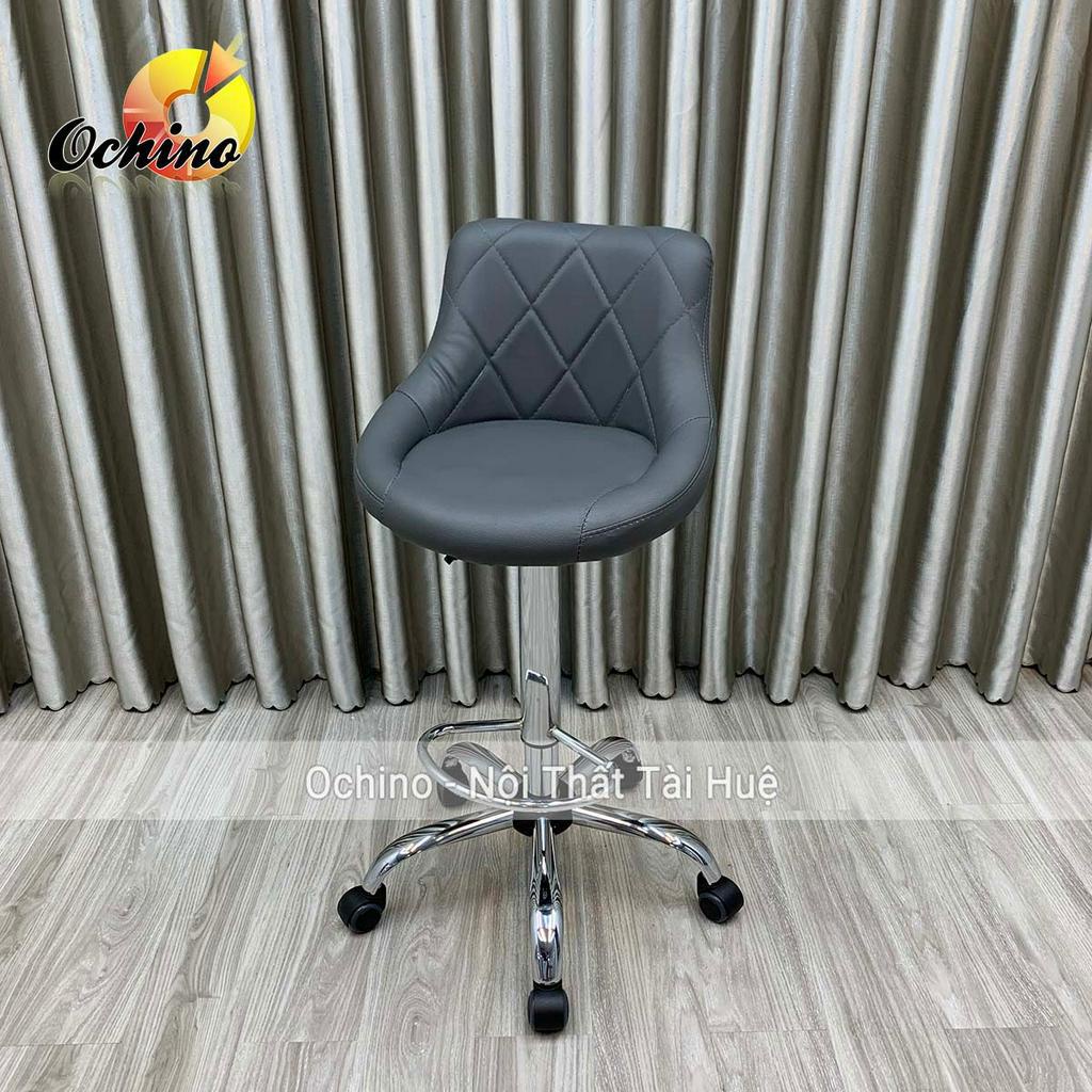 Ghế Chụp Hình, Ghê Quầy Lễ Tân Chân Bánh Xe Tùy Chỉnh Độ Cao Từ 65-85Cm Mẫu Nỉ Da Sang Chảnh (Ảnh Thật Và Video)