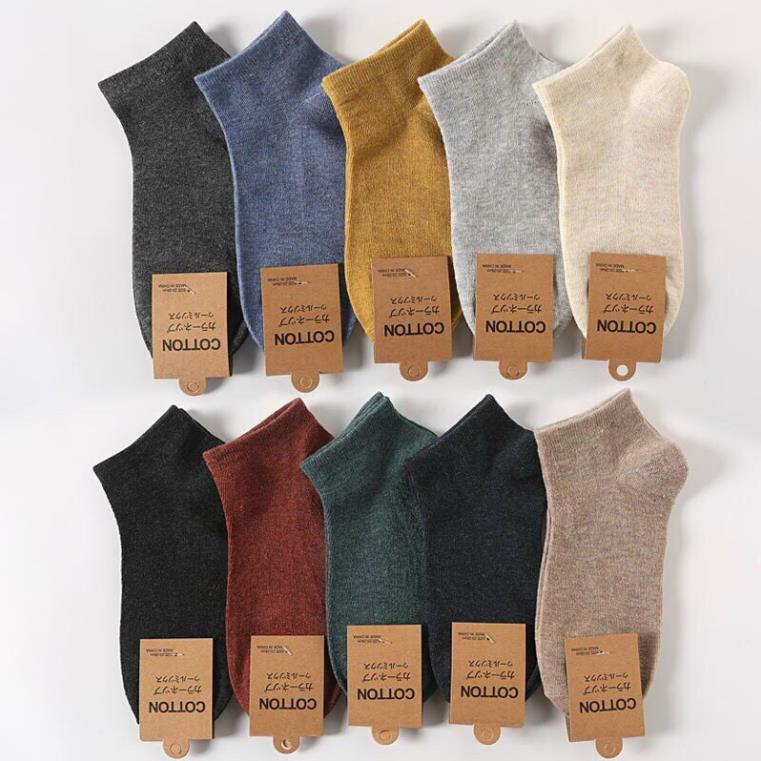 Set 10 Đôi Tất Cổ Ngắn Unisex Đa Sắc Chống Hôi Chân H8