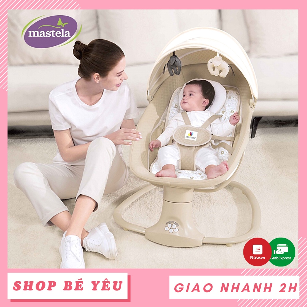 Nôi rung đa năng  𝑭𝒓𝒆𝒆𝒔𝒉𝒊𝒑  Nôi ru ngủ điều khiển từ xa cho bé có nhạc trắng Bluetooth Mastela 8107/8108