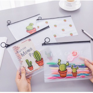 TÚI ZIP ĐỰNG MỸ PHẨM/BÚT HÌNH XƯƠNG RỒNG CACTUS