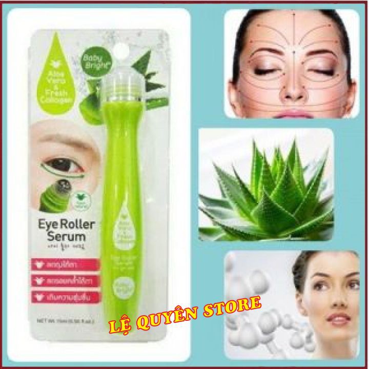 [ CHÍNH HÃNG ] 🌰Cây Lăn Mắt Lô Hội 🌰Và Collagen Tươi Baby Bright Aloe Vera & Fresh Collagen Eye Roller Serum 15ml