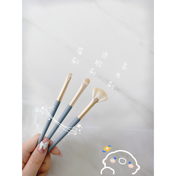 Bộ Cọ Trang Điểm Cá Nhân Nhập Xịn 10 Cây Kèm Bao Da Xanh Pastel Đậm Đủ Chức Năng