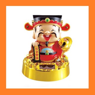Tượng Ông Thần Tài gật đầu 11cm pin năng lượng ánh sáng - tượng Ông Thần Tài cầm thỏi vàng trang trí phong thủy