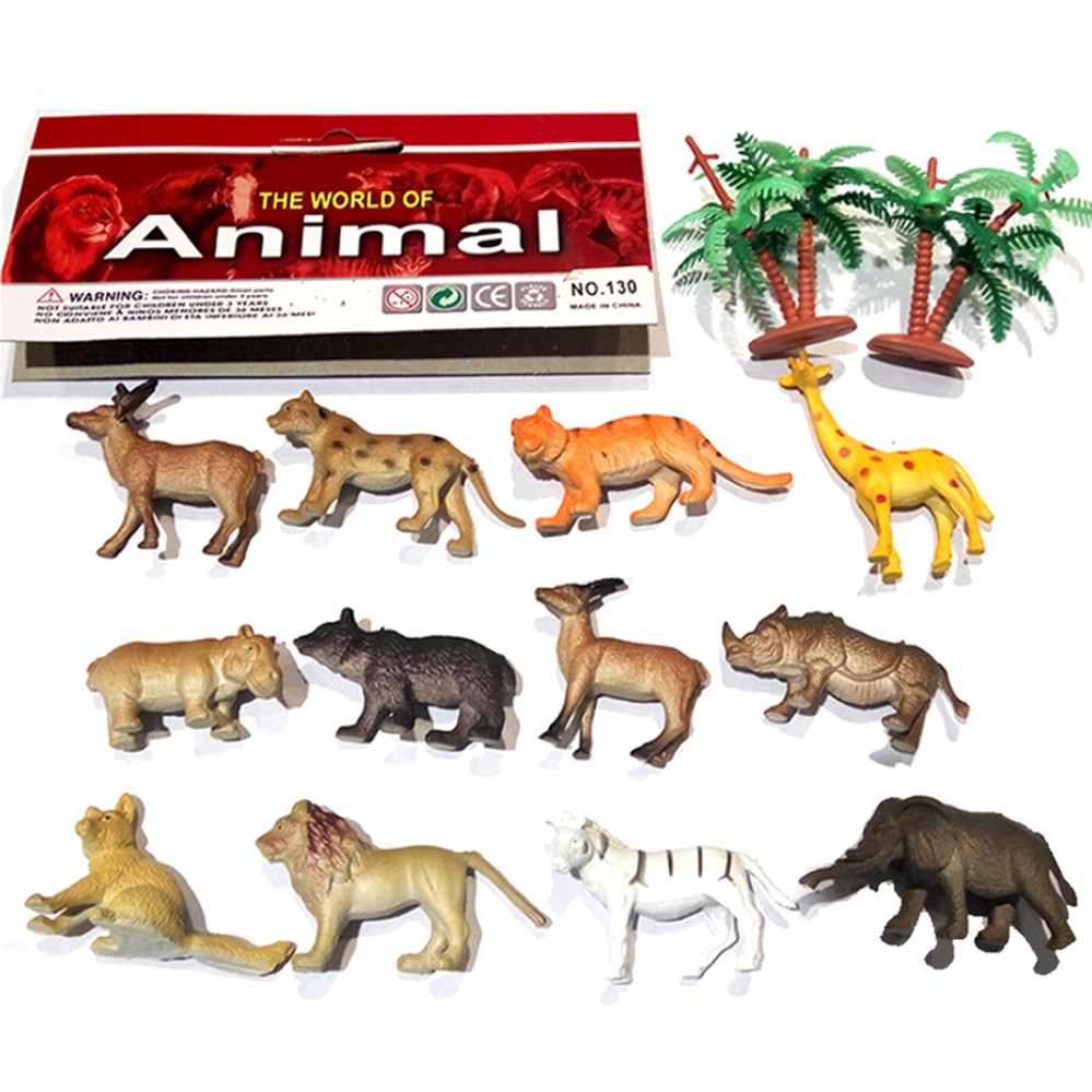 Bộ đồ chơi 12 mô hình động vật Safari hoang dã (5-7 cm) New4all ANIMAL WORLD cho bé trên 3 tuổi phát triển tư duy sớm