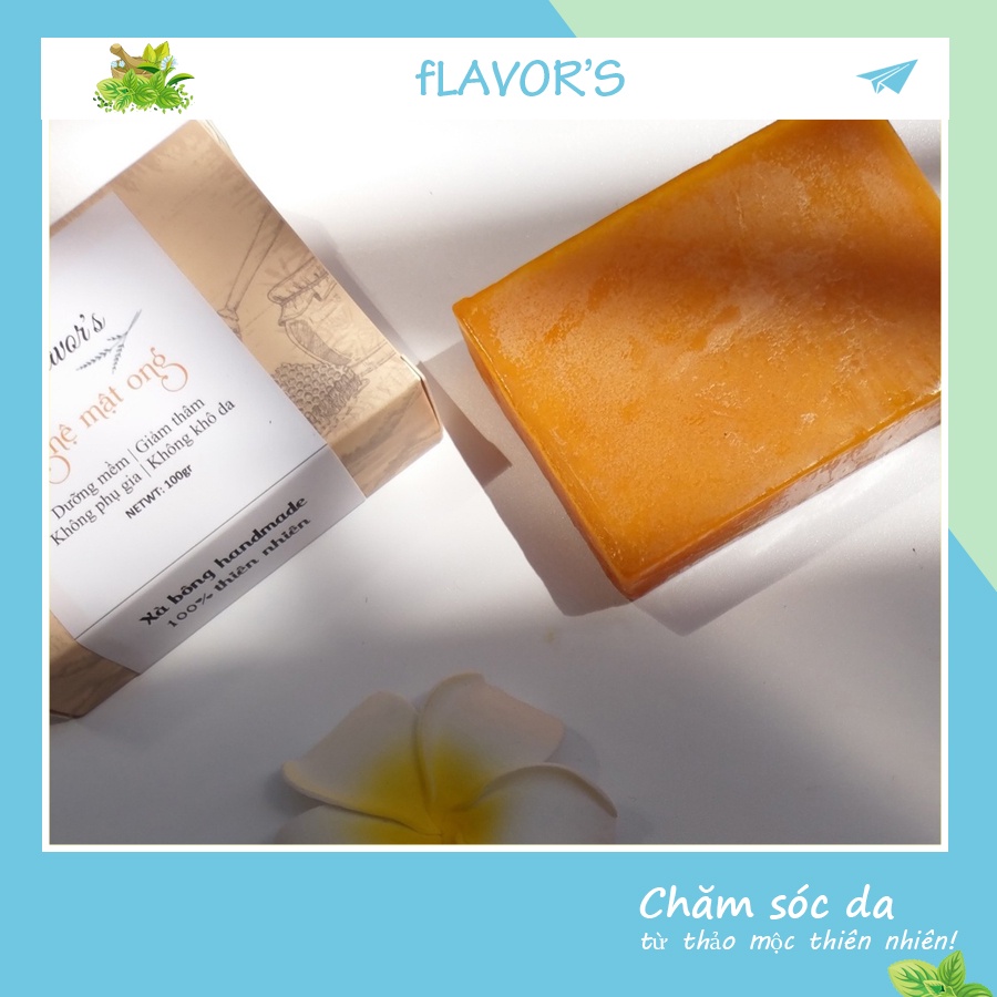 Xà bông nghệ tươi Flavor's trắng da ngừa thâm loại bỏ mụn- xà phòng nghệ tươi hanmade.