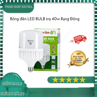 Bóng đèn led bulb trụ 40w rạng đông - thân nhựa ánh sáng trắng