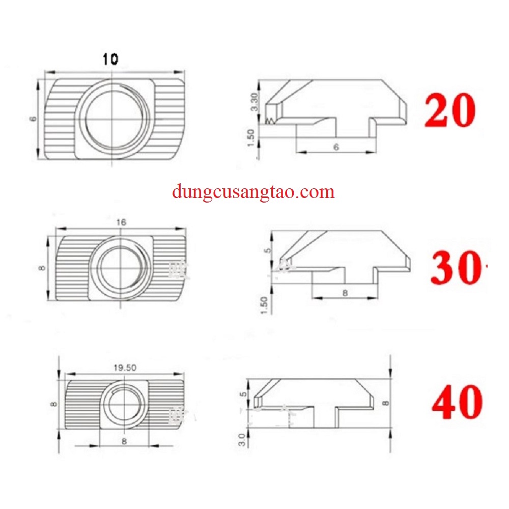 Ốc T Nut nhôm định hình 2020 /3030 / 4040