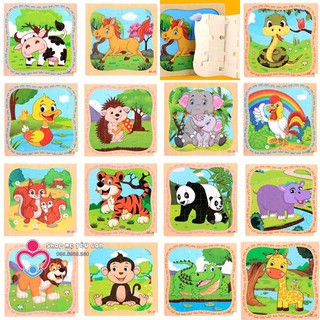 (16 mảnh) Tranh xếp hình gỗ 16 PCS có khung nền GHÉP HÌNH LEVEL 3