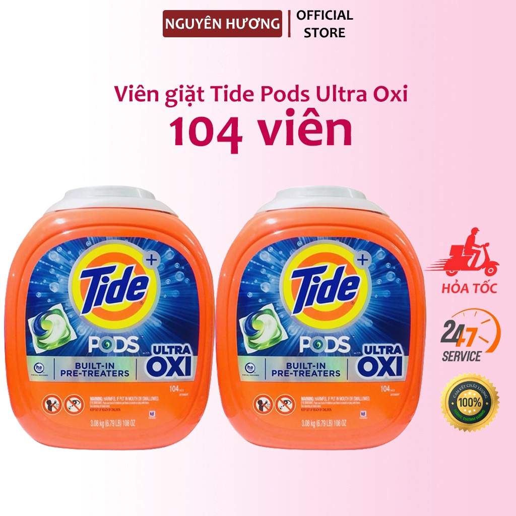 Viên Giặt Xả Tide Pods 104 Viên 4in1 - Ultra Oxi - Hàng Chuẩn Mỹ