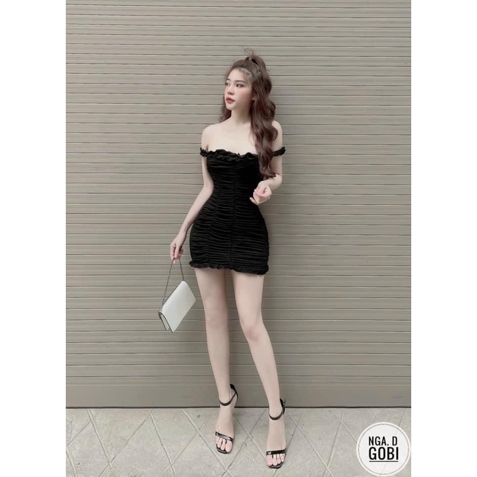 Đầm Nhún Phom Ngắn Sexy Chất Thun Borip Thích Hợp Mặc Đi Tiệc Đi Làm Đi Chơi