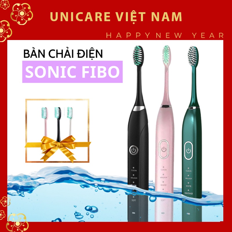 Bàn chải điện Sonic X7, FIBO cao cấp - Bàn chải đánh răng điện đa chức năng cho mọi lứa tuổi - Tặng kèm đầu bàn chải