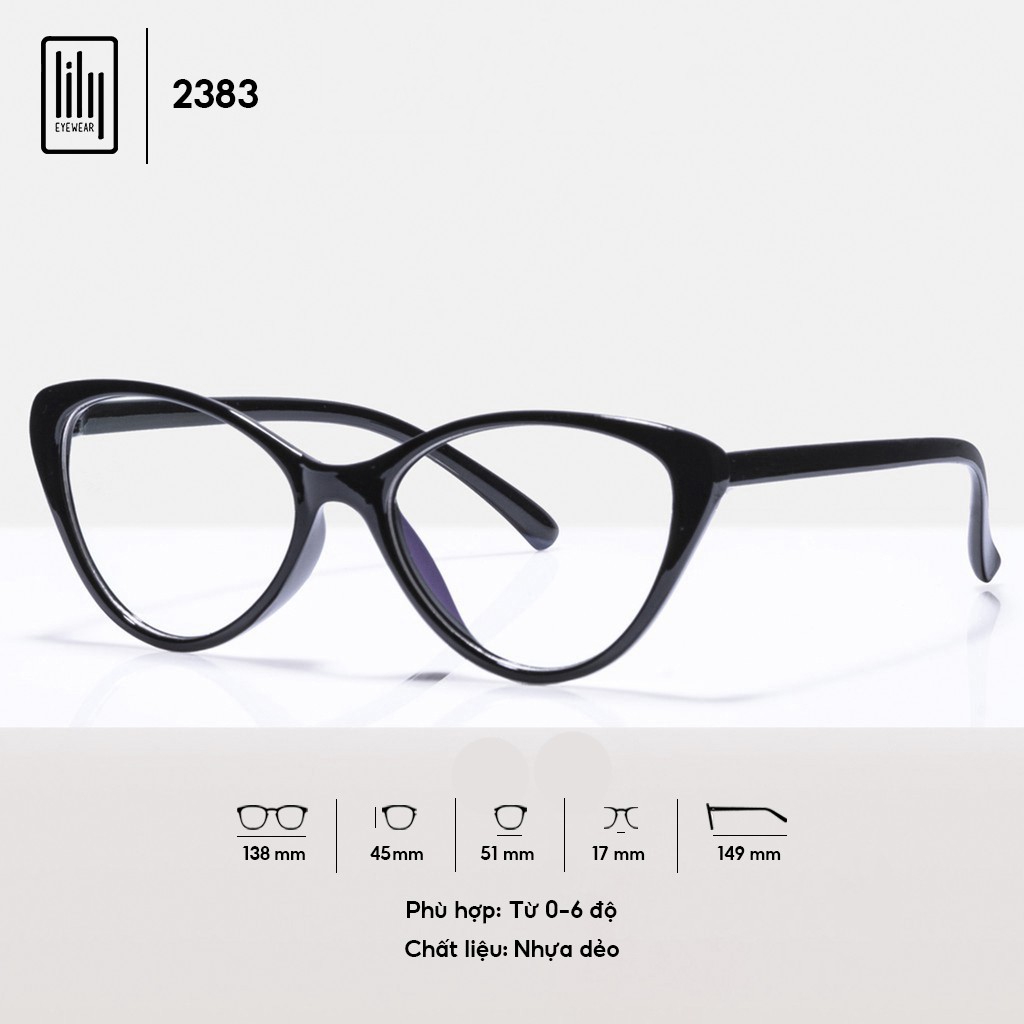  Kính mắt mèo nữ LILYEYEWEAR nhựa dẻo giả cận dễ đeo màu sắc thời trang 2383