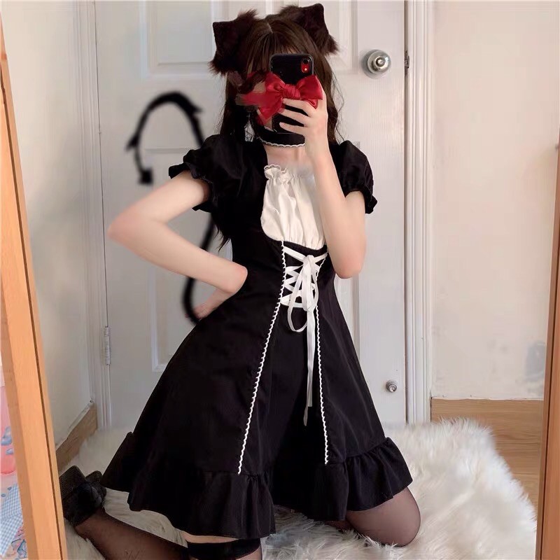 Đầm Lolita Gothic Maid Dễ Thương kèm 2 hình thật cuối