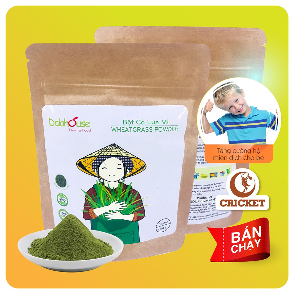 Bột Cỏ Lúa Mì Sấy Lạnh Dalahouse 50g Nguyên Chất Cải thiện bệnh tiểu đường, giảm cân, detox, tăng cường hệ miễn dịch