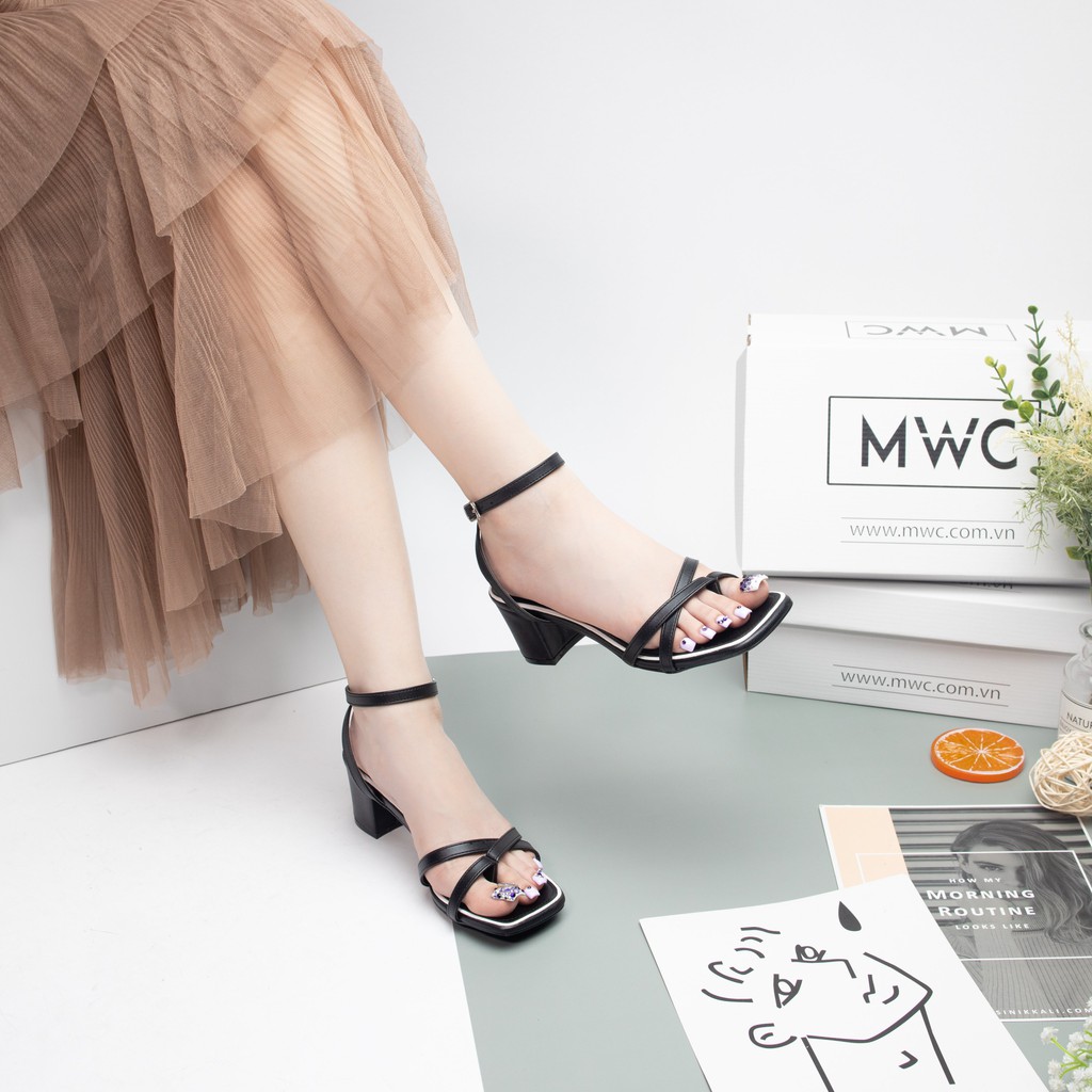 Giày Sandal Cao Gót MWC Đế Vuông 5CM Mũi Vuông NUCG-3925