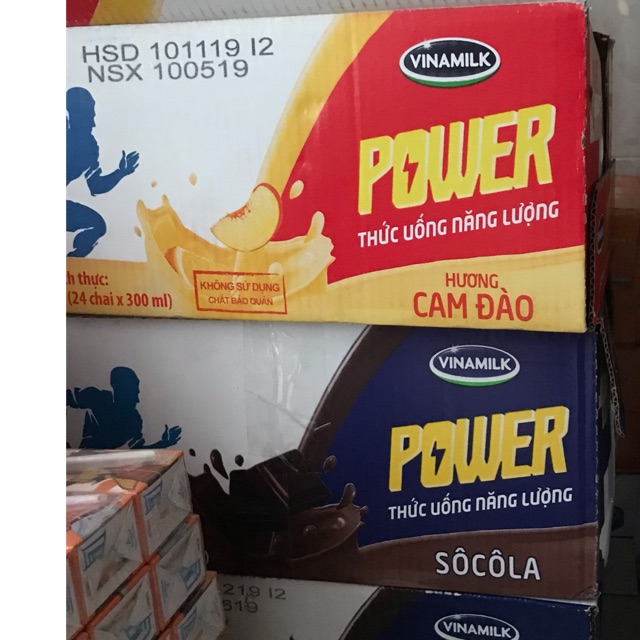 ( Giá huỷ diệt ) Sữa uống năng lượng Power chai 300ml có 2 vị sôcla và cam đào th 24 chai