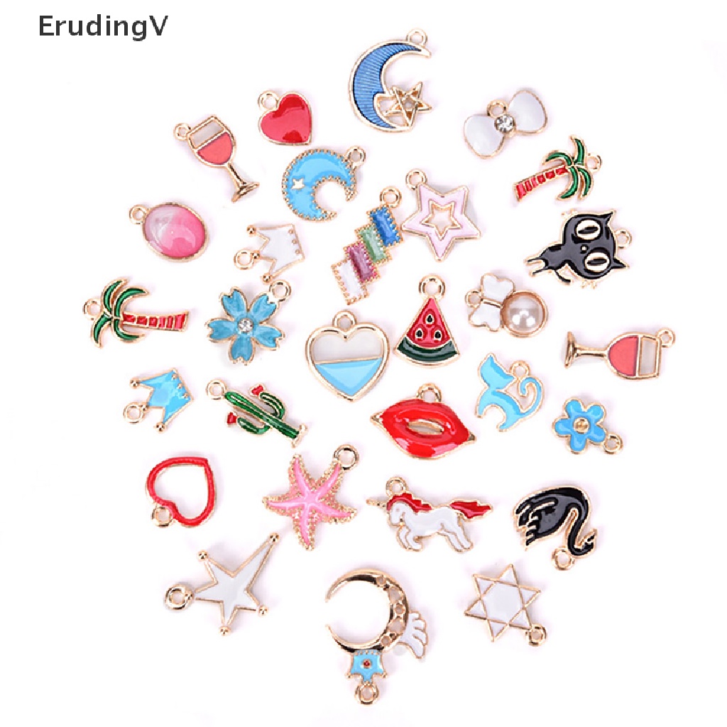 Bộ 30 Mặt Dây Chuyền Hình Động Vật / Trái Cây / Ngôi Sao / Trái Cây Tráng Men Dùng Làm Trang Sức Thủ Công DIY