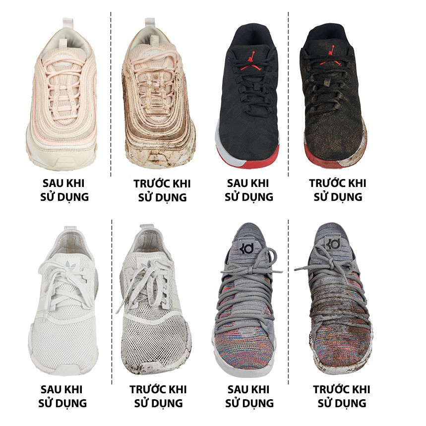 Bộ kit vệ sinh giày CAO CẤP Sneaker Cleaning 3 món gồm chai xịt bọt, bàn chải mềm