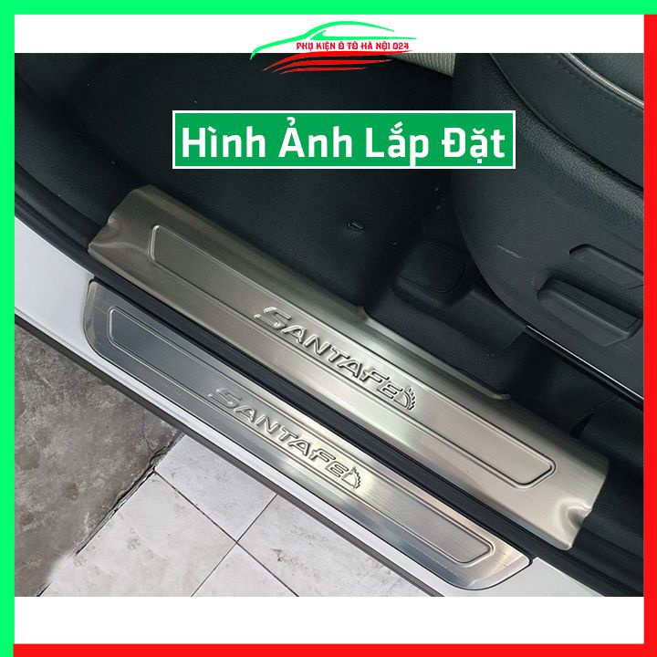 Bộ nẹp bước chân inox ô tô HYUNDAI SANTAFE 2018 chống trầy làm đẹp ô tô