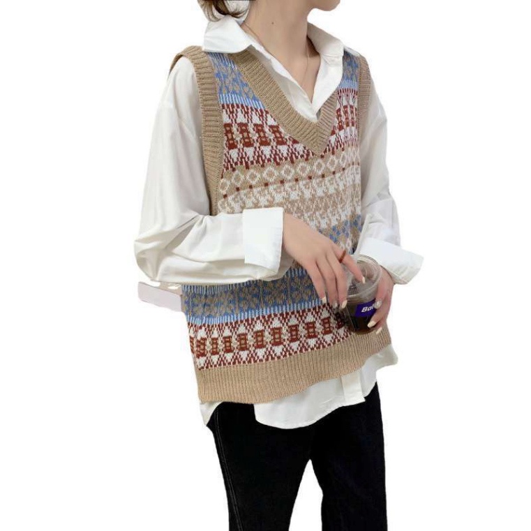 Áo gile len nữ thổ cẩm dáng rộng thu đông hottrend 2021 A453 Noiyxanh nội y xanh chất len quảng châu