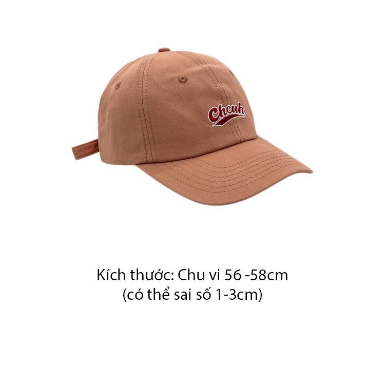 Mũ lưỡi trai họa tiết thêu chữ Cheuh nhiều màu sắc cho nam nữ