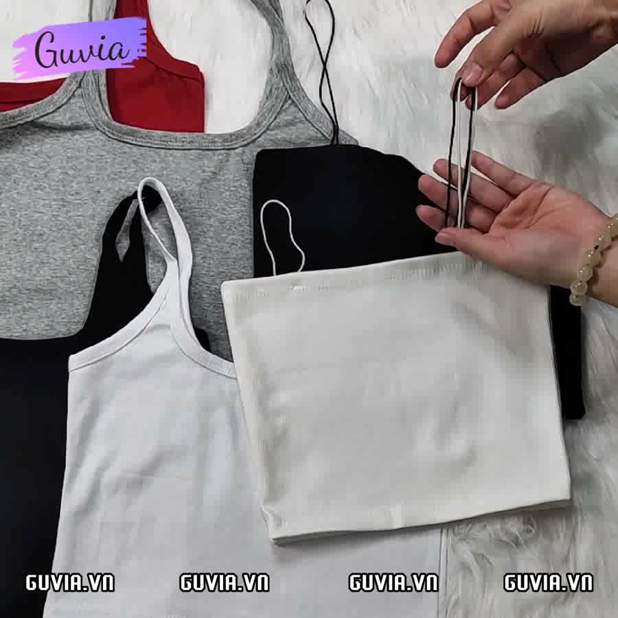 Áo Hai Dây Croptop Sợi Bún Ôm Body Thun Gân, Áo dây Croptop kiểu Sexy dáng ôm Siêu Đẹp GUVIA CR18 | BigBuy360 - bigbuy360.vn